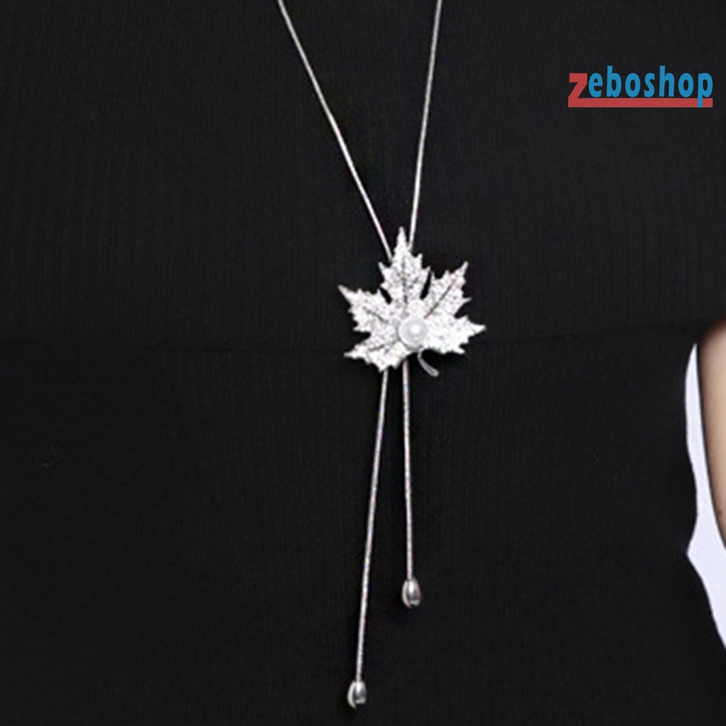 Vòng cổ Hợp Kim Mặt Hình Lá Phong Đính Đá Đơn Giản Cho Nữ