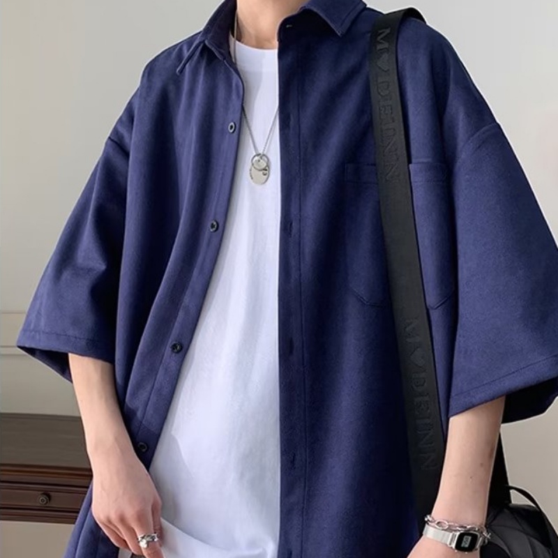Áo Sơ Mi Tay Ngắn Phong Cách Đường Phố Nhật Bản Thời Trang Mùa Hè Cao Cấp Cho Nam