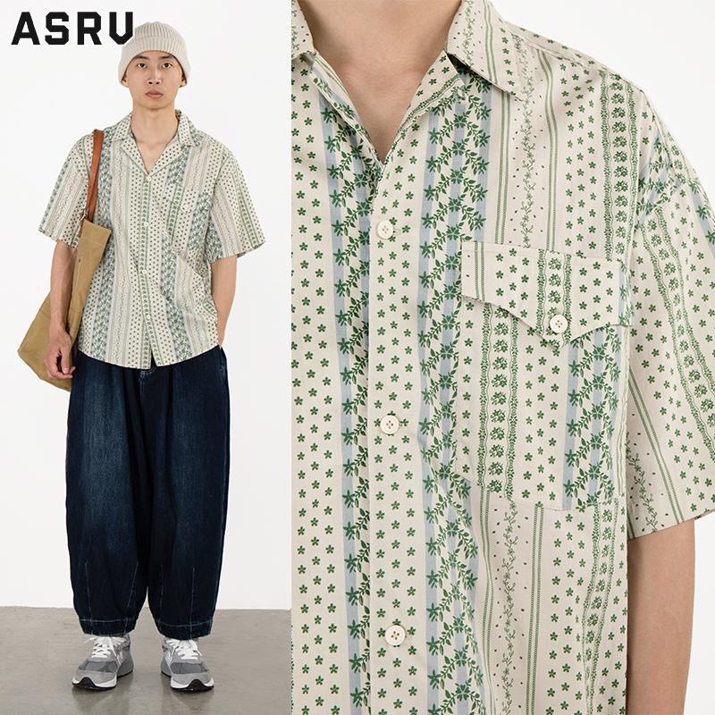 Asrv Áo Sơ Mi Ngắn Tay Dáng Rộng Phong Cách Hawaiian Nhật Bản Giản Dị Dành Cho Nam Nữ