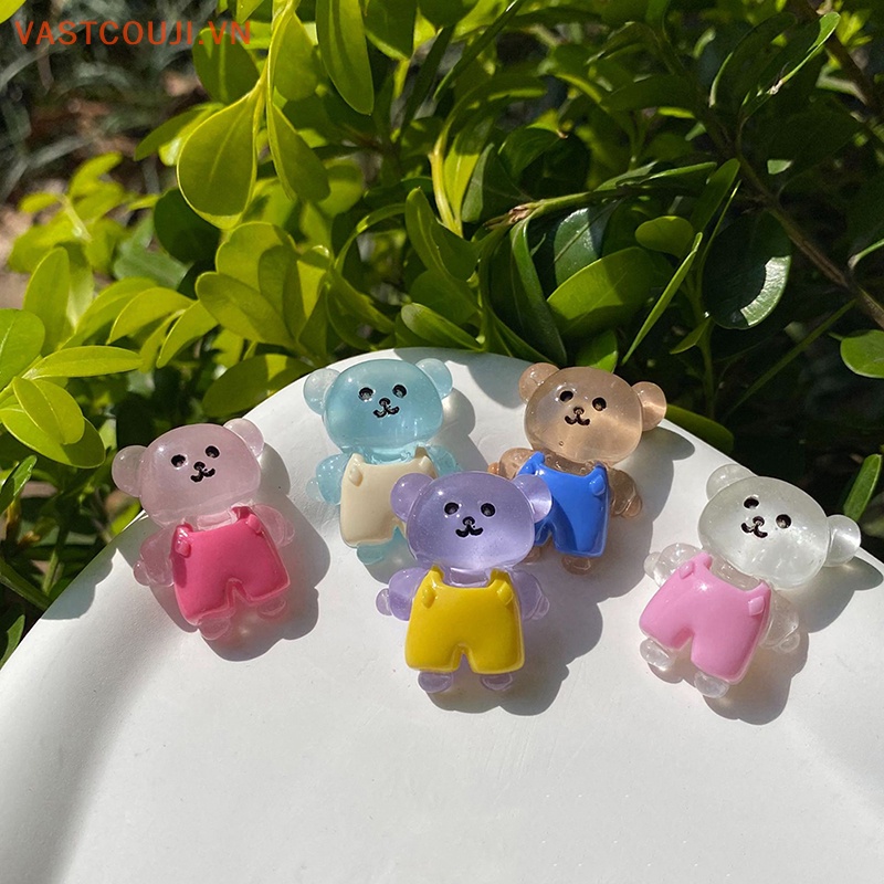 Bộ 5 Tượng Gấu Nhỏ Dạ Quang Trang Trí Nội Thất