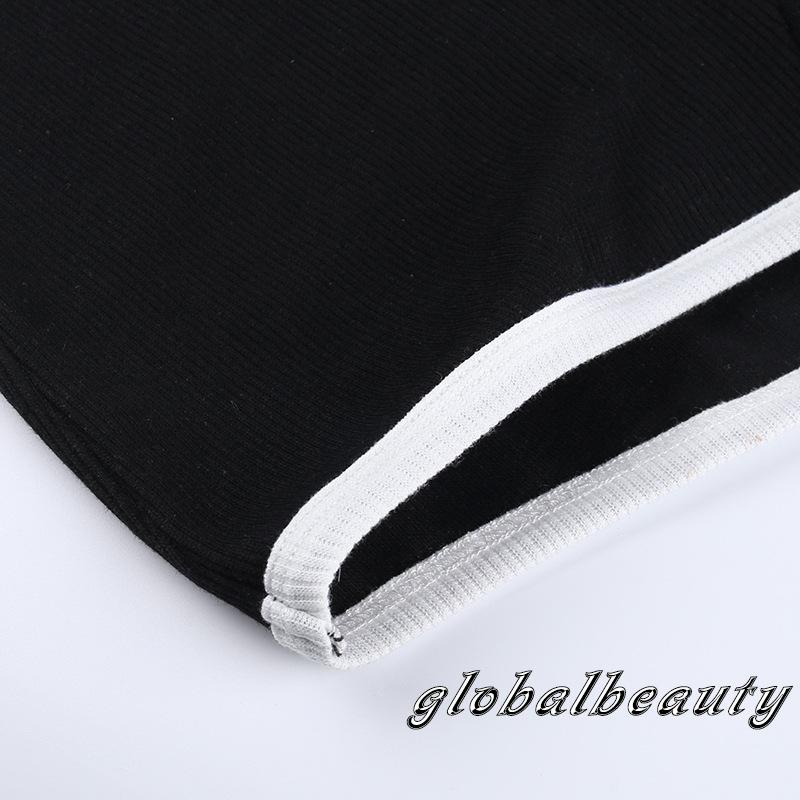 Bộ Áo Liền Quần Ngắn Cổ Chữ U Không Tay Màu Sắc Tương Phản Dành Cho Nữ