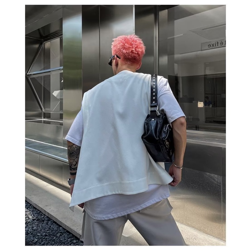 Áo Khoác Sát Nách Dáng Rộng Phối Túi Lớn Tùy Chỉnh Thời Trang Xuân Thu Cá Tính Cho Nam