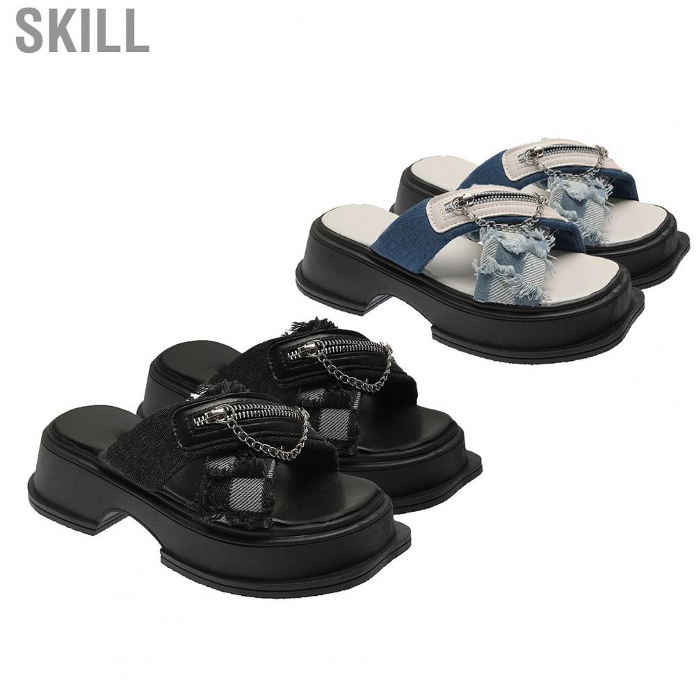 Skill Backless Platform Slides  Match Easily Durable Lightweight Silent Open Toe Sandals for Office School Party Business Outdoors Women