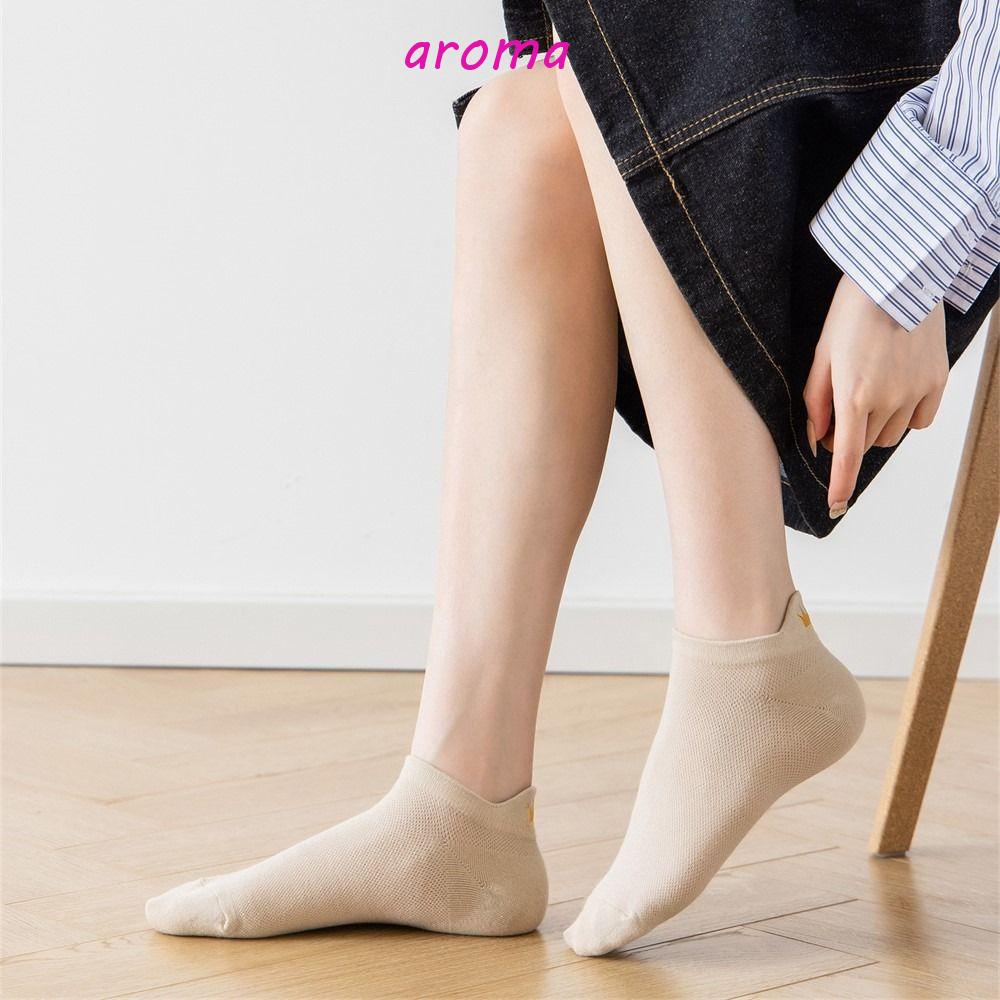 Vớ Thể Thao Bằng Cotton Mềm Thấm Hút Mồ Hôi Chống Trượt Màu Trắng Dễ Thương Dành Cho Nữ