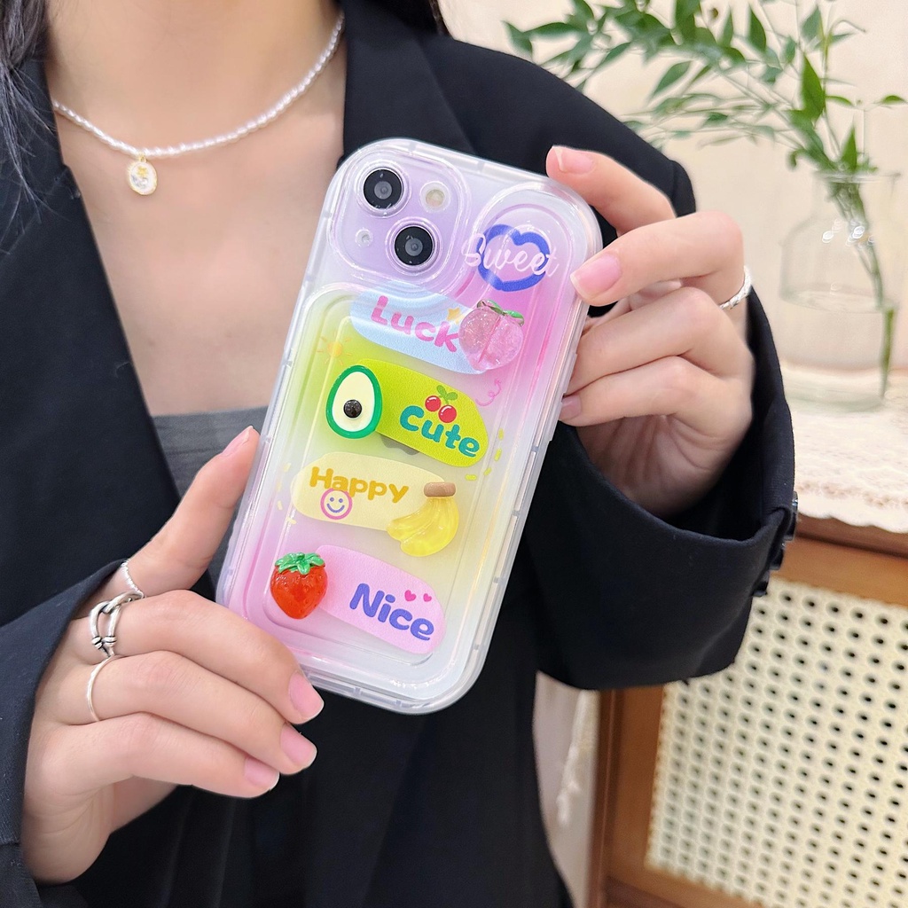 Ốp Điện Thoại Tpu Dẻo Họa Tiết Dâu Tây / Chuối Có Túi Khí Chống Sốc Cho iPhone 14 Plus 13 12 11 Pro Max