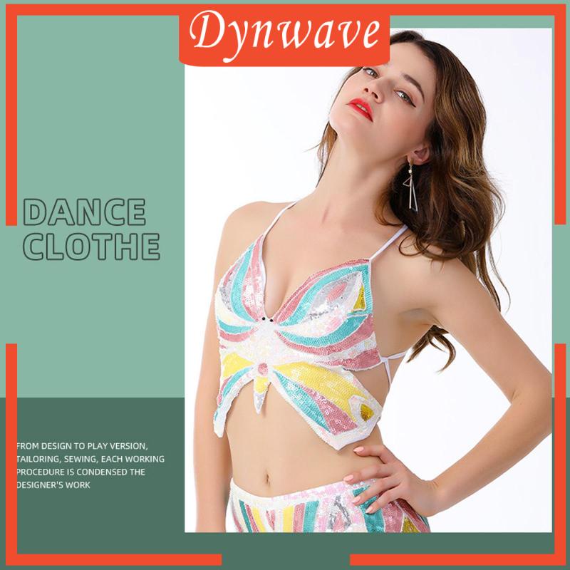 [Dynwave] Áo Ngực Croptop Đính Kim Sa Hình Bướm Cho Vũ Công Bộ Lạc