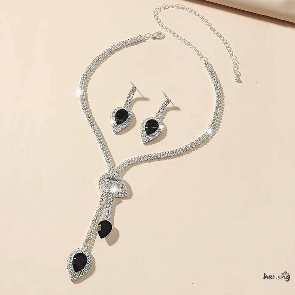 Bộ Vòng cổ + Bông Tai HợP Kim ĐíNh Đá Thanh LịCh