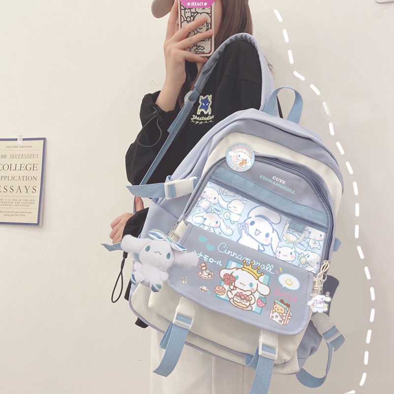 SANRIO Mới Balo Đi Học Hình Cinnamoroll Nhồi Bông Màu Xanh Dương Y2k Đáng Yêu Cho Bé