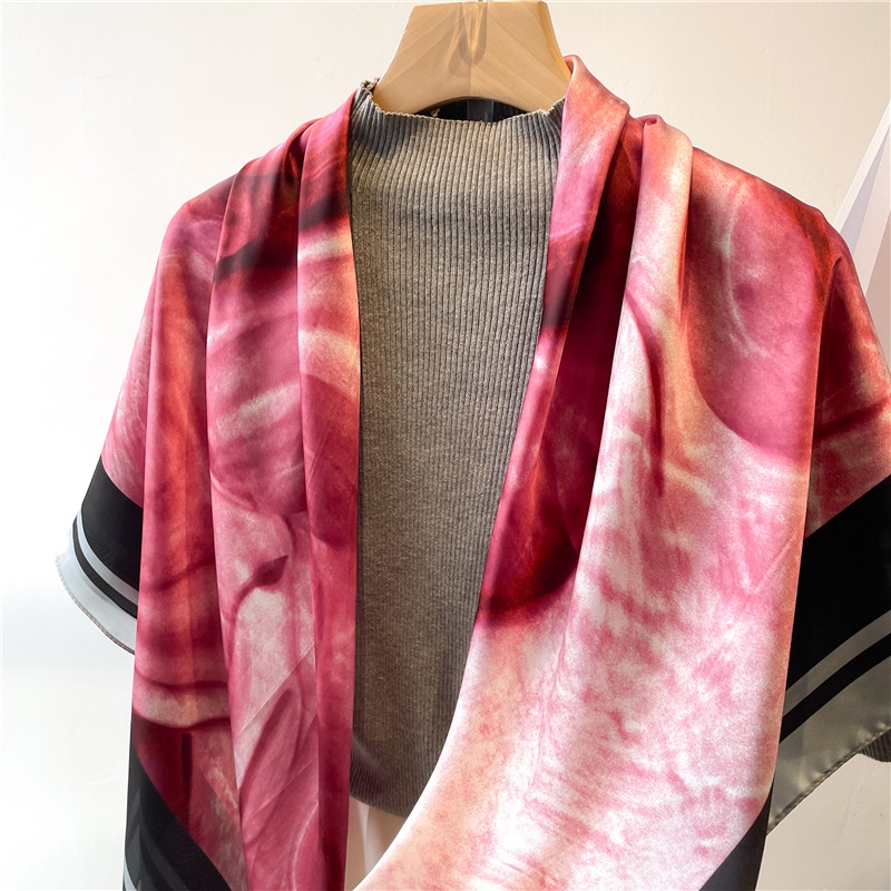 Khăn Quàng Cổ Chống Nắng Mùa Hè Bằng Lụa Satin Cỡ Lớn 110cm Xoay Được Nhiều Màu Sắc