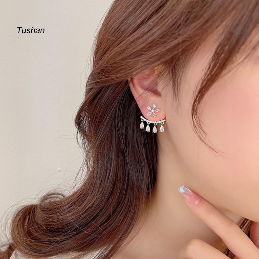 Bông Tai Dạng Đinh Tán Hình Hoa Đính Đá Lấp Lánh Phong Cách Bohemia Cho Nữ