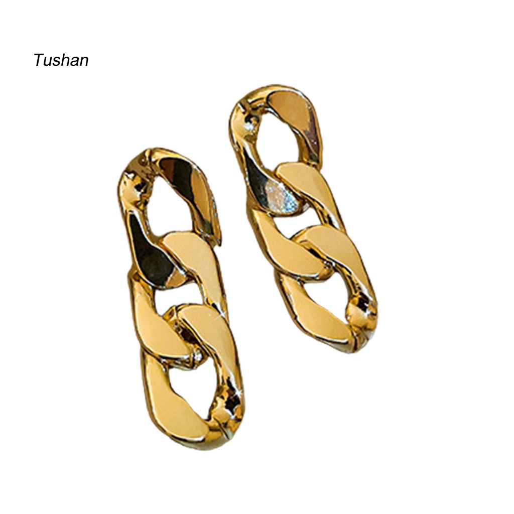 1 Đôi Bông Tai Dây Xích Dài Mạ Điện Thời Trang