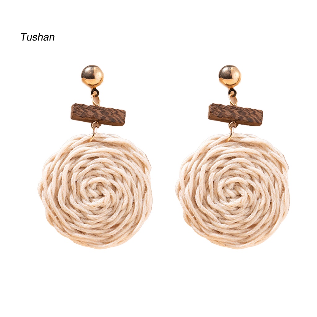 1 Đôi Bông Tai Hình Tròn Màu Sắc Tương Phản Nhẹ Nhàng Dành Cho Nữ