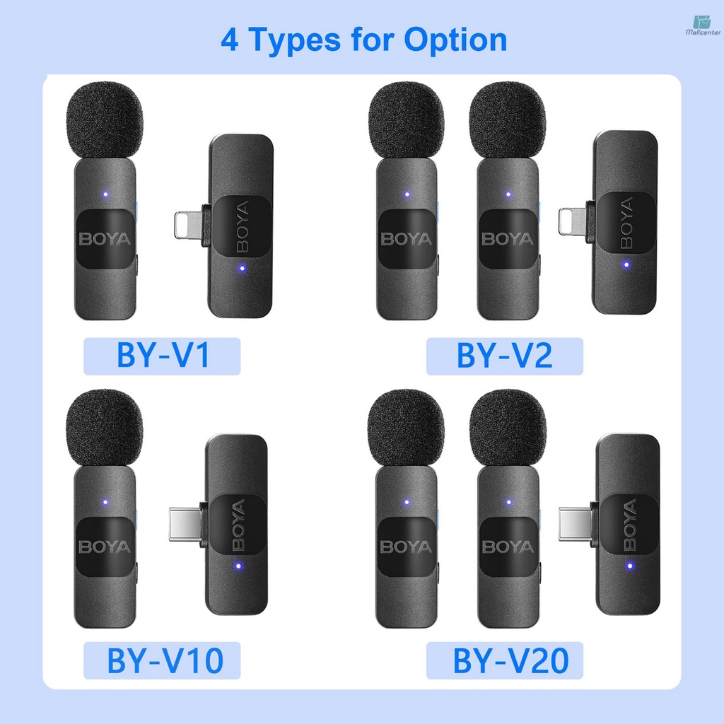 BOYA BY-V20 One-Trigger-Two 2.4G Wireless Microphone System Clip-on Phone Microphone Omnidirectional Mini Lapel Mic Auto Pairing Smart Noise Reduction 50M Transmission Range Replacement for Huawei Sam