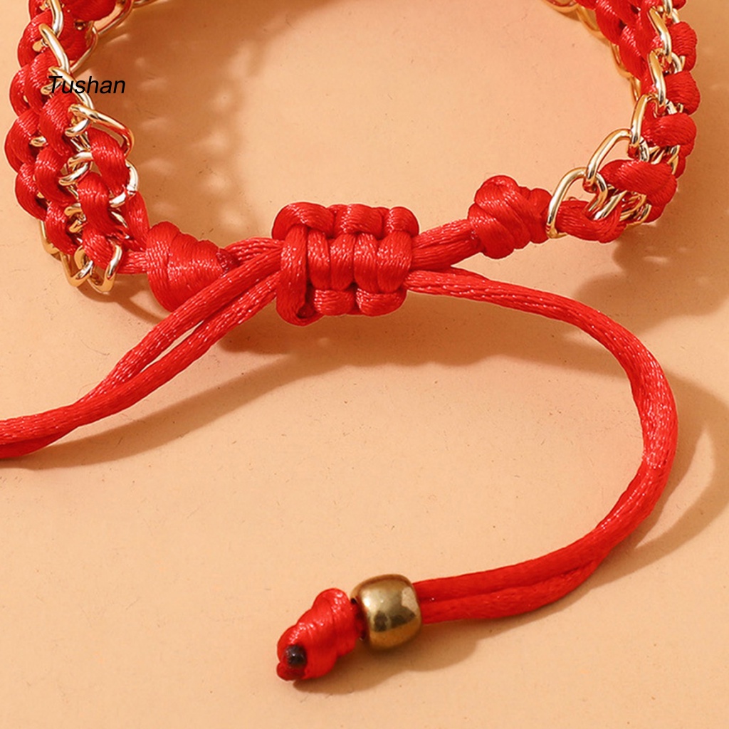 [Ts] Vòng Tay Bện Dây Đỏ Thiết Kế Hình Học Nghệ Thuật Thời Trang Dành Cho Cặp Đôi