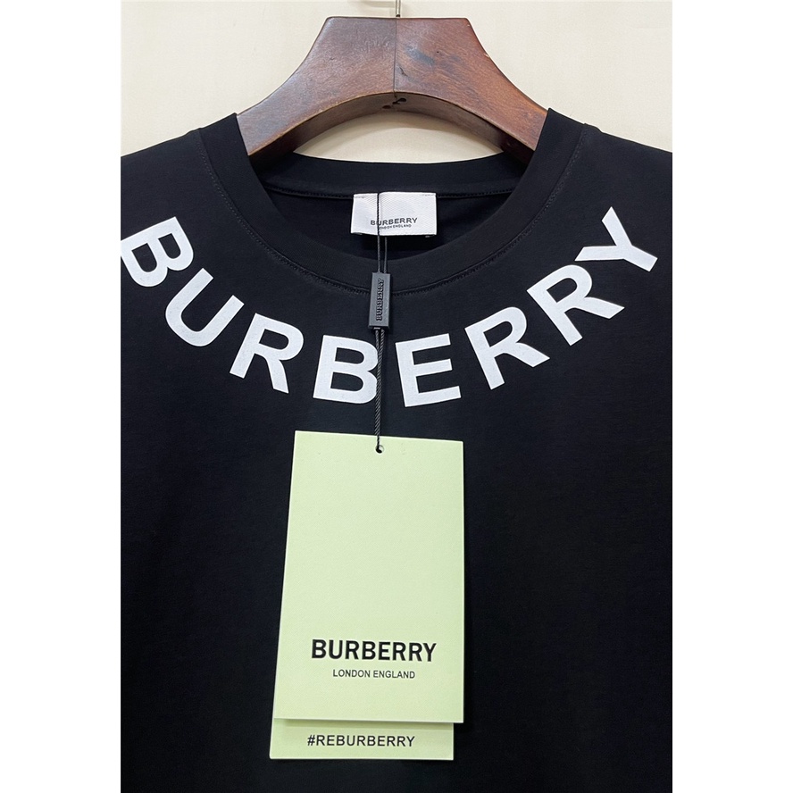 Áo Thun cotton Ngắn Tay Cổ Tròn In Hình Burberr Cá Tính Dành Cho Nam / Size S-4XL