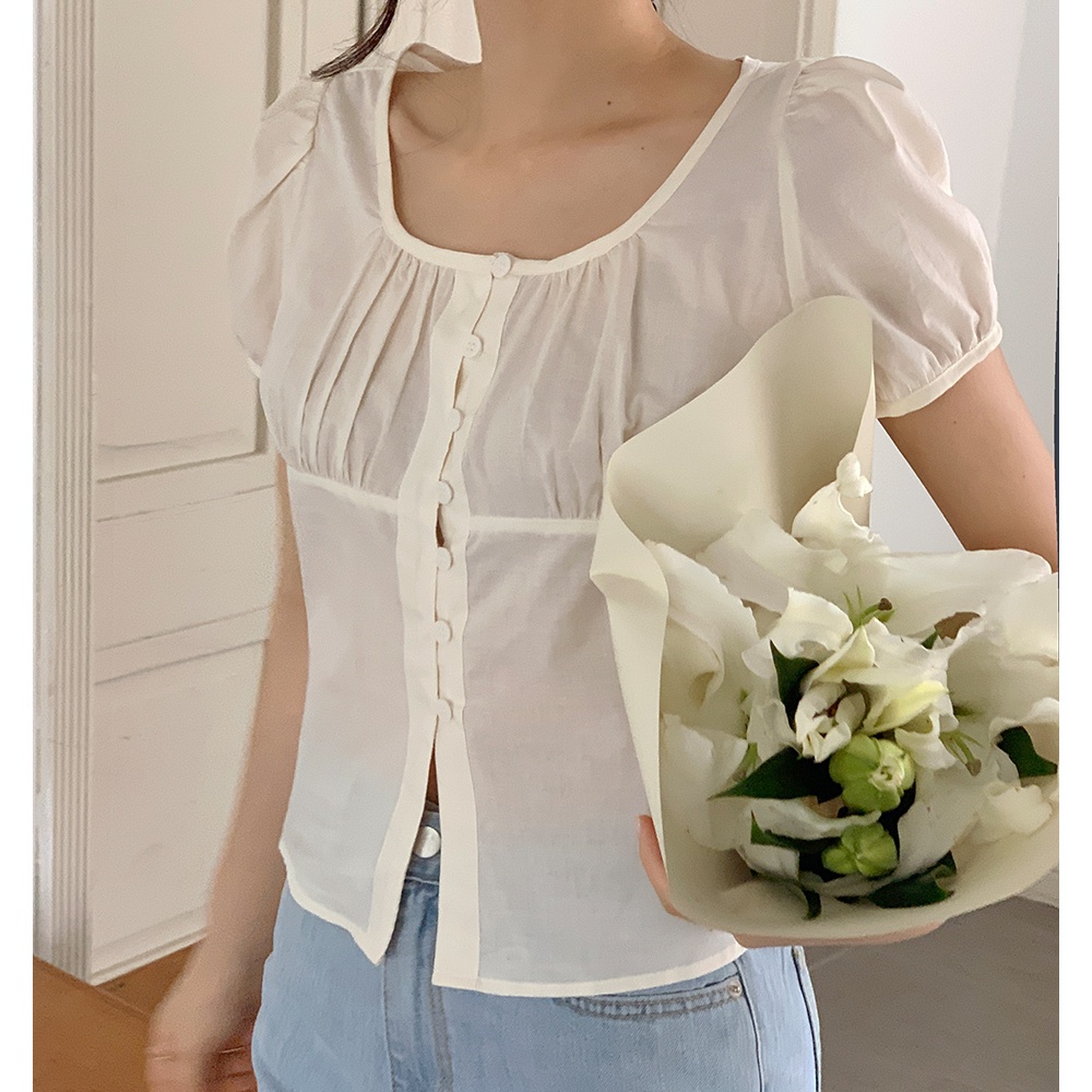 SUXI Áo Sơ Mi Tay Ngắn Cổ Thuyền Dáng Rộng Màu Sắc Đơn Giản Phong Cách Hàn Quốc Thời Trang Mùa Hè Cho Nữ