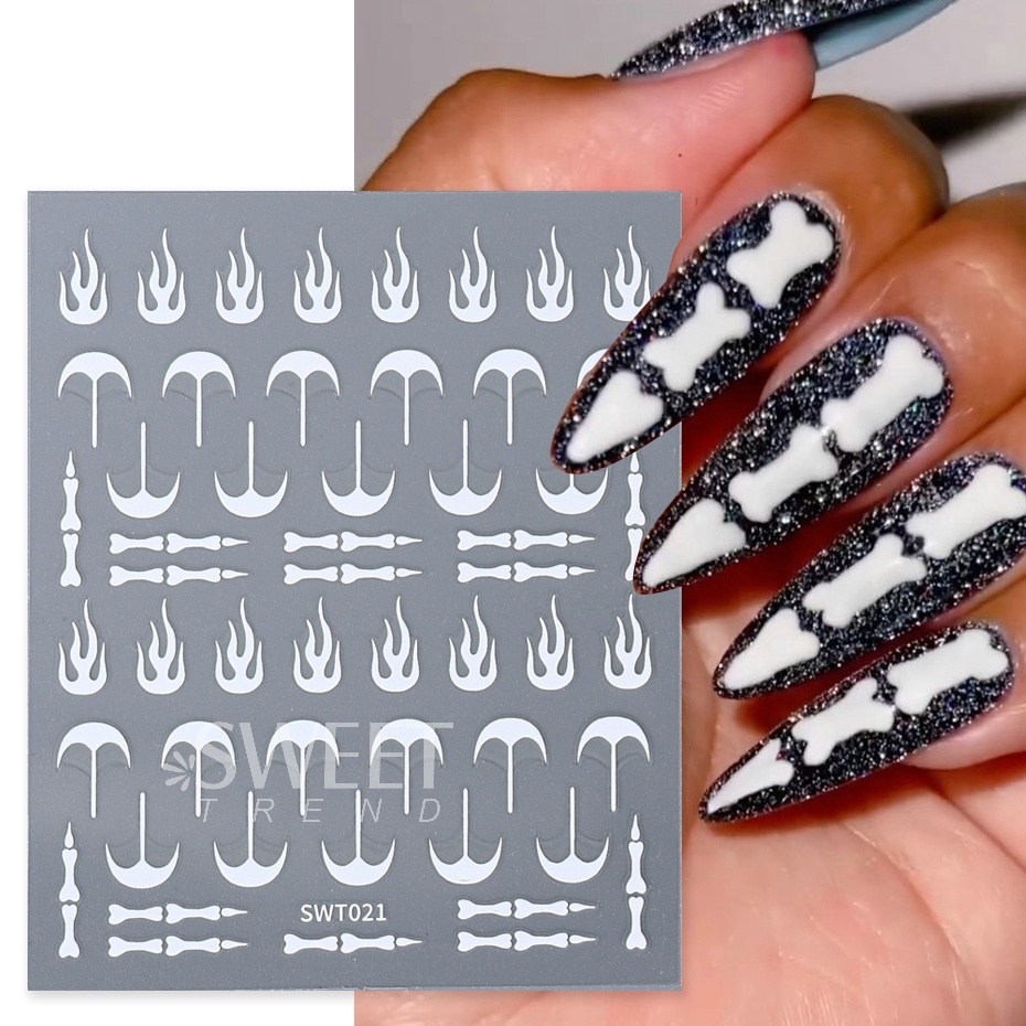Miếng Dán Trang Trí Móng Tay 3D Hình Rắn Màu Bạc Ánh Kim Độc Đáo