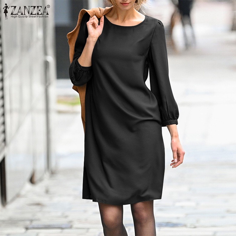 Zanzea Đầm Nữ Tay Lửng Cổ Tròn Thời Trang