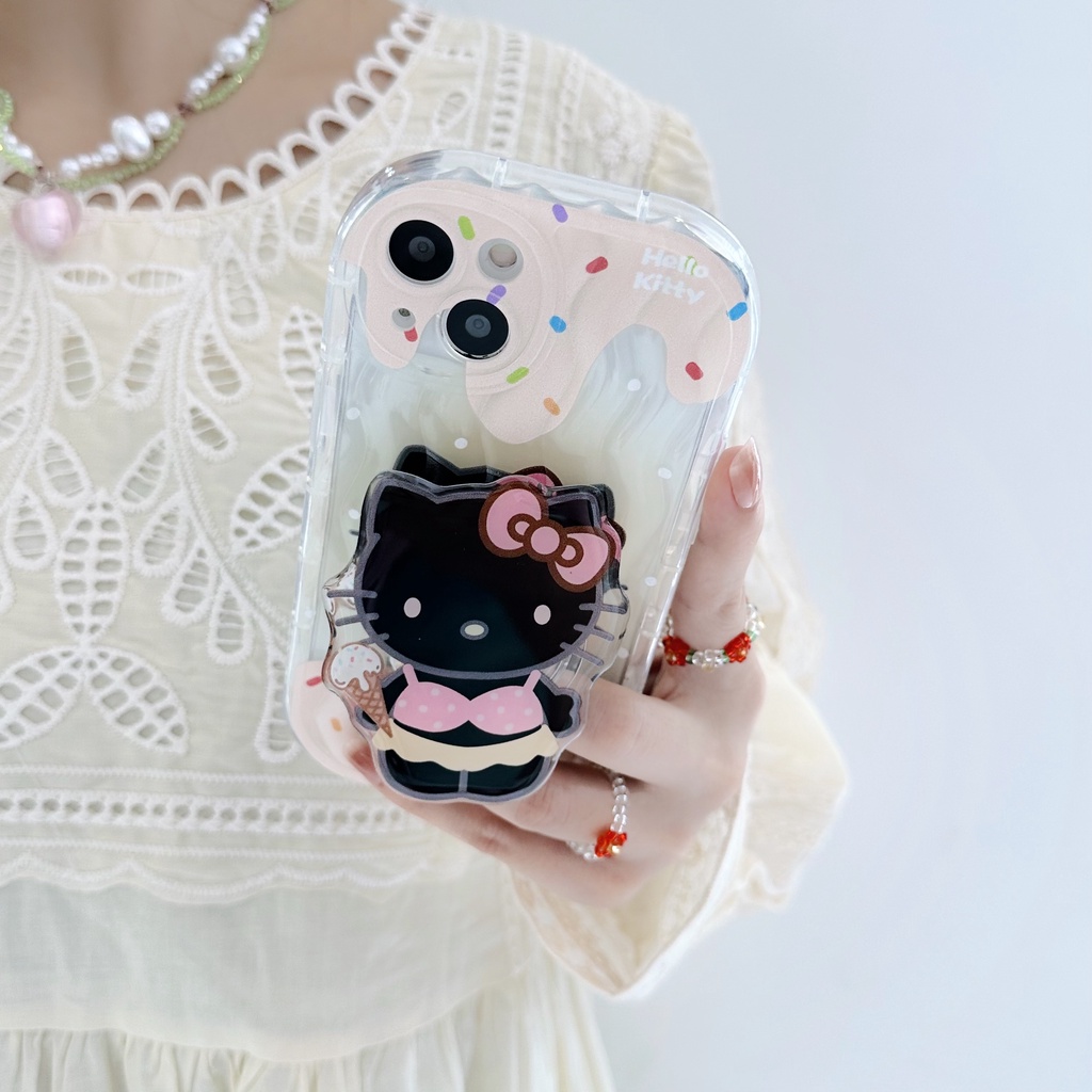 Ốp Điện Thoại TPU Silicone Mềm Trong Suốt Chống Sốc In Hình Hoạt Hình Có Giá Đỡ Cho iPhone 13 12 11 Pro Max 14 Plus