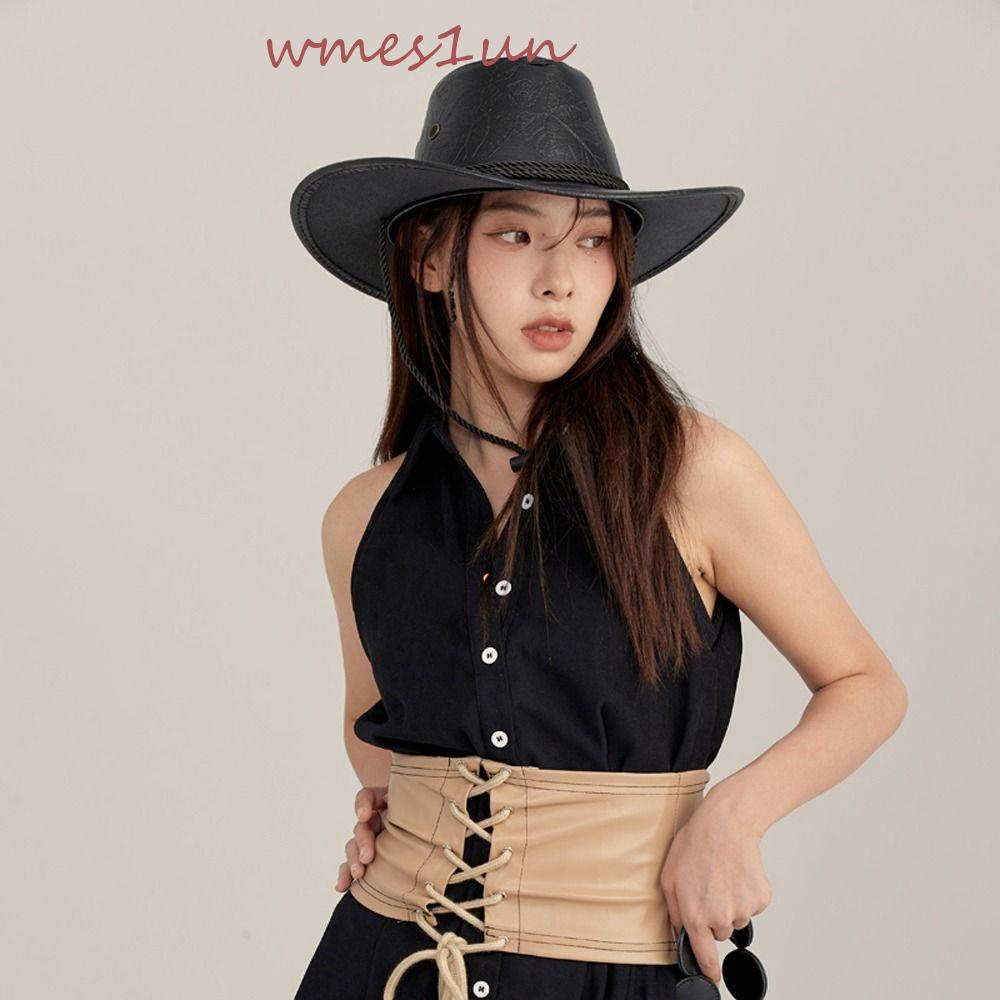 Mũ Cao Bồi Chống Nắng Rộng Vành Điều Chỉnh Được WMES15H Phong Cách Punk Phương Tây