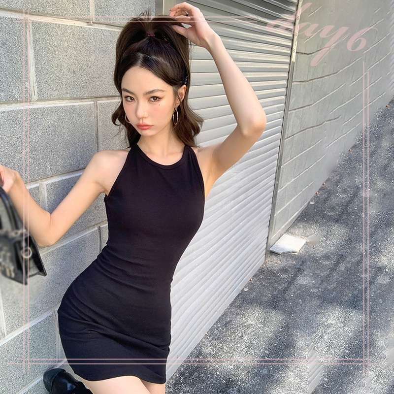 Đầm không tay dáng ôm Màu Trơn Thiết Kế Ôm Sát Tôn Dáng