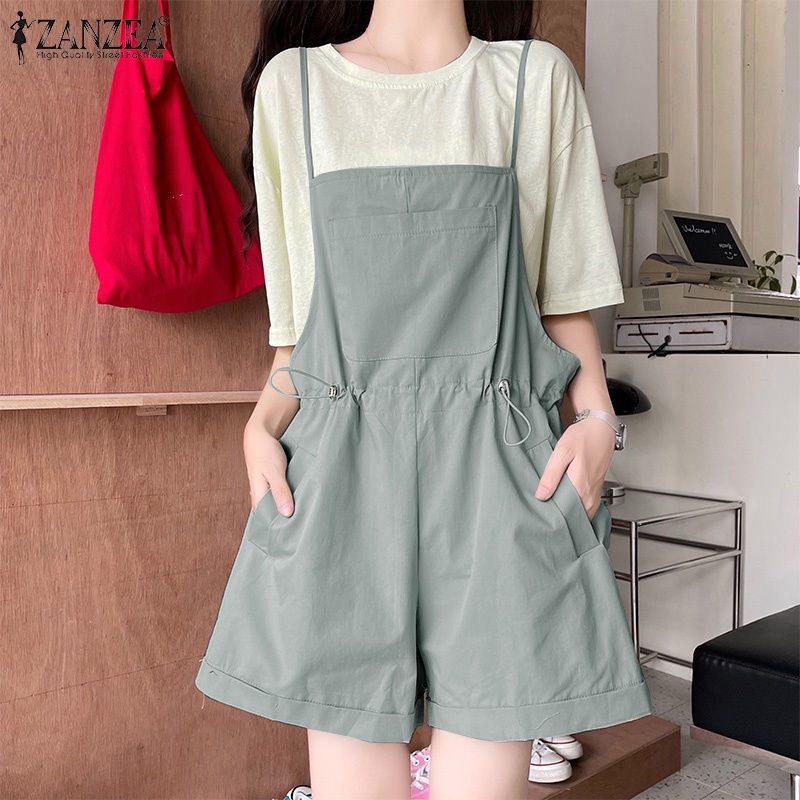 Zanzea Quần Yếm Dây Rút Phong Cách Hàn Quốc Trẻ Trung Dành Cho Nữ