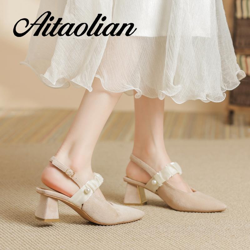 Giày Cao Gót 5cm Da Lộn Mũi Nhọn Đế Dày Mềm Mại Thời Trang Cho Nữ