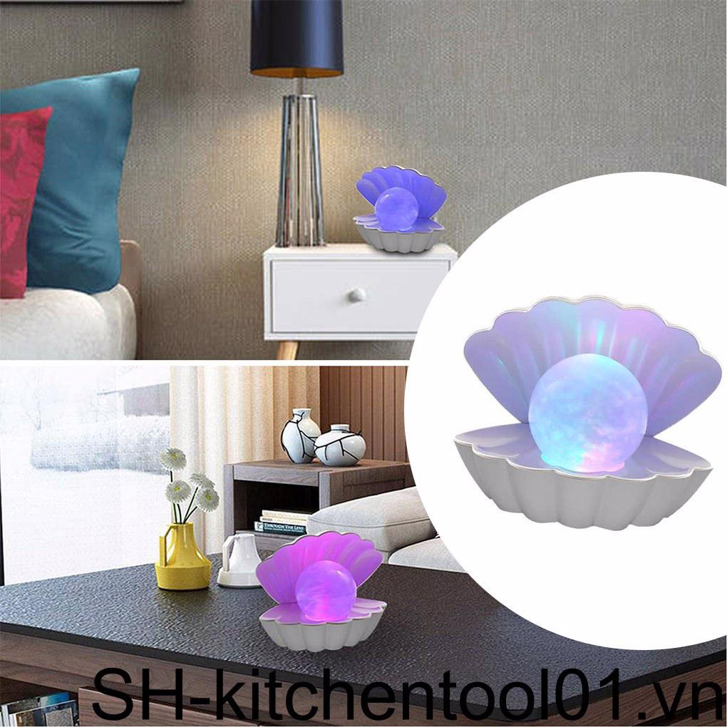 Đèn Ngủ Để Bàn Hình Vỏ Sò Đính Ngọc Trai Dùng Trang Trí Phòng Khách Vào Năm Mới