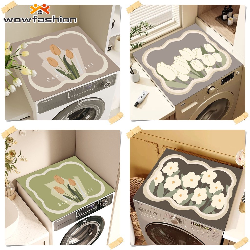 Tấm Lót Máy Giặt Chống Bụi Chống Nước Chống Dầu In Hình Hoa Tulip Dễ Thương