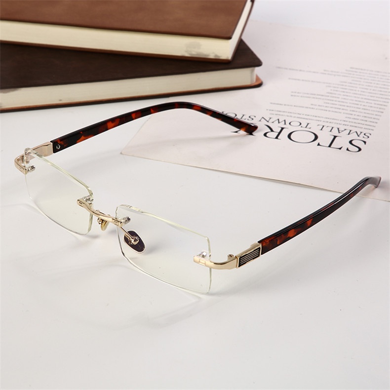 【+0°~+400°Mắt Kính Đọc Sách Chống Ánh Sáng Xanh Không Viền Mới Cho Nam