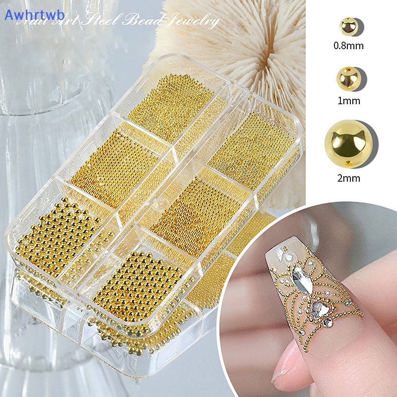 Hộp 6 Ngăn Đựng Hạt Kim Loại Mini 3D Trang Trí Móng Tay Mới