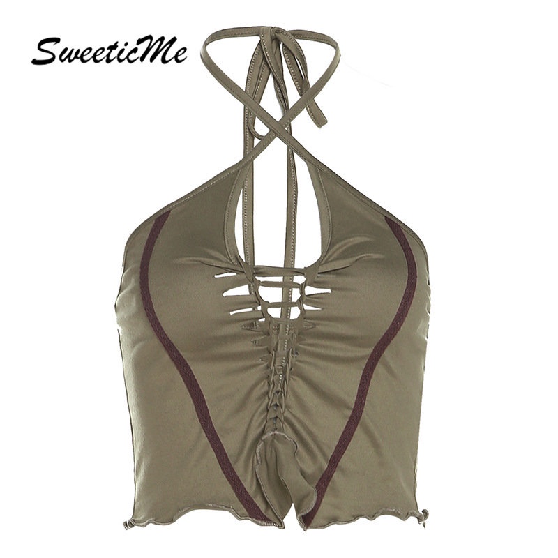 Áo Tank Top Hai Dây Hở Lưng Dáng Ôm Màu Tương Phản Thời Trang Mới 2023 Dành Cho Bạn Nữ