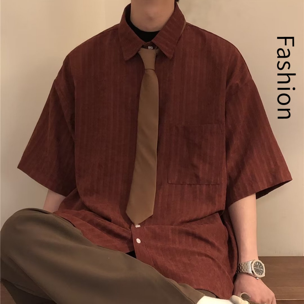 Áo Sơ Mi Tay Dài Màu Trơn Dáng Rộng Thời Trang Mùa Hè Hàn Quốc Cho Nam