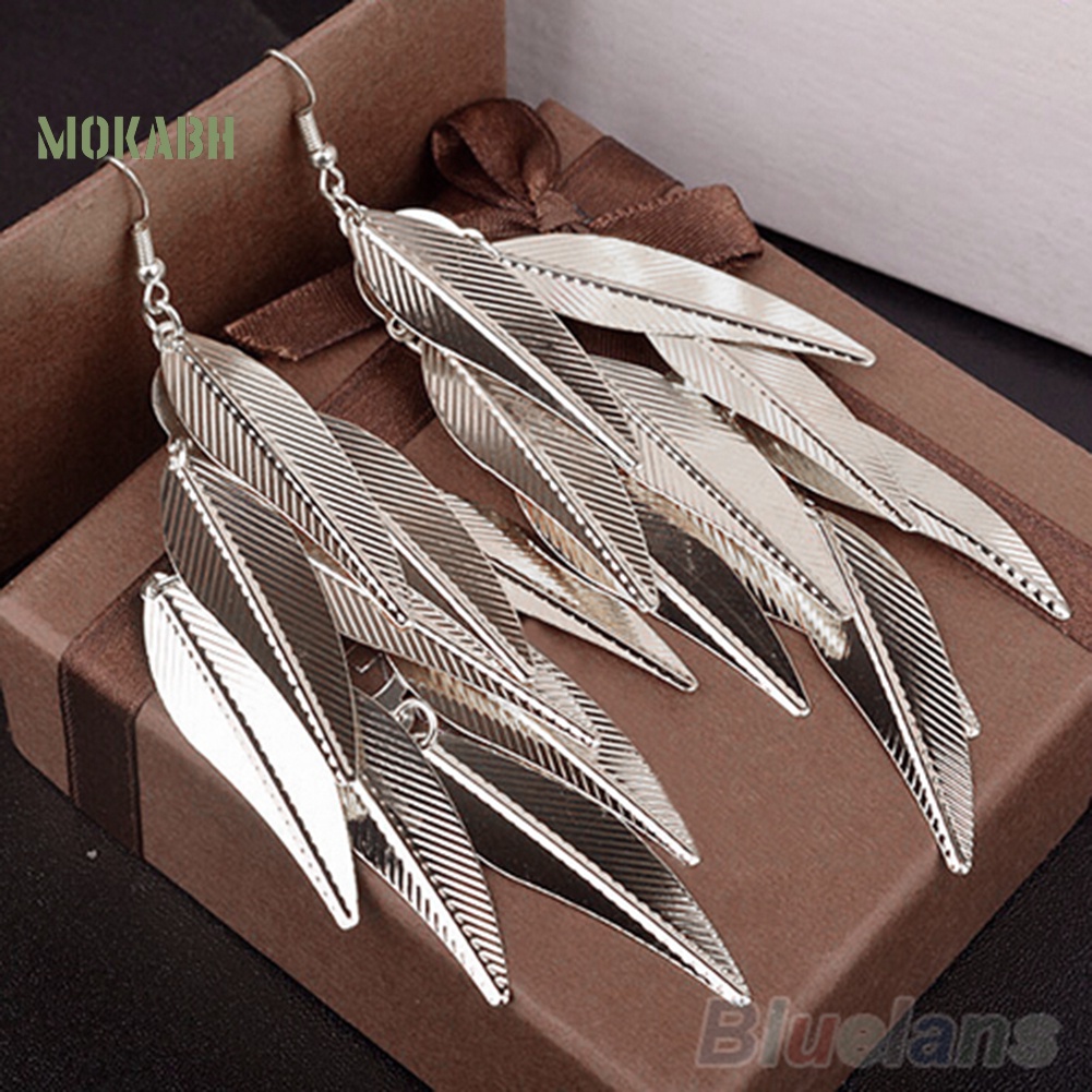 [Hot] Bông Tai Dáng Dài Hình Chiếc Lá Nhiều Lớp Phong Cách Baroque Cổ Điển Cho Nữ