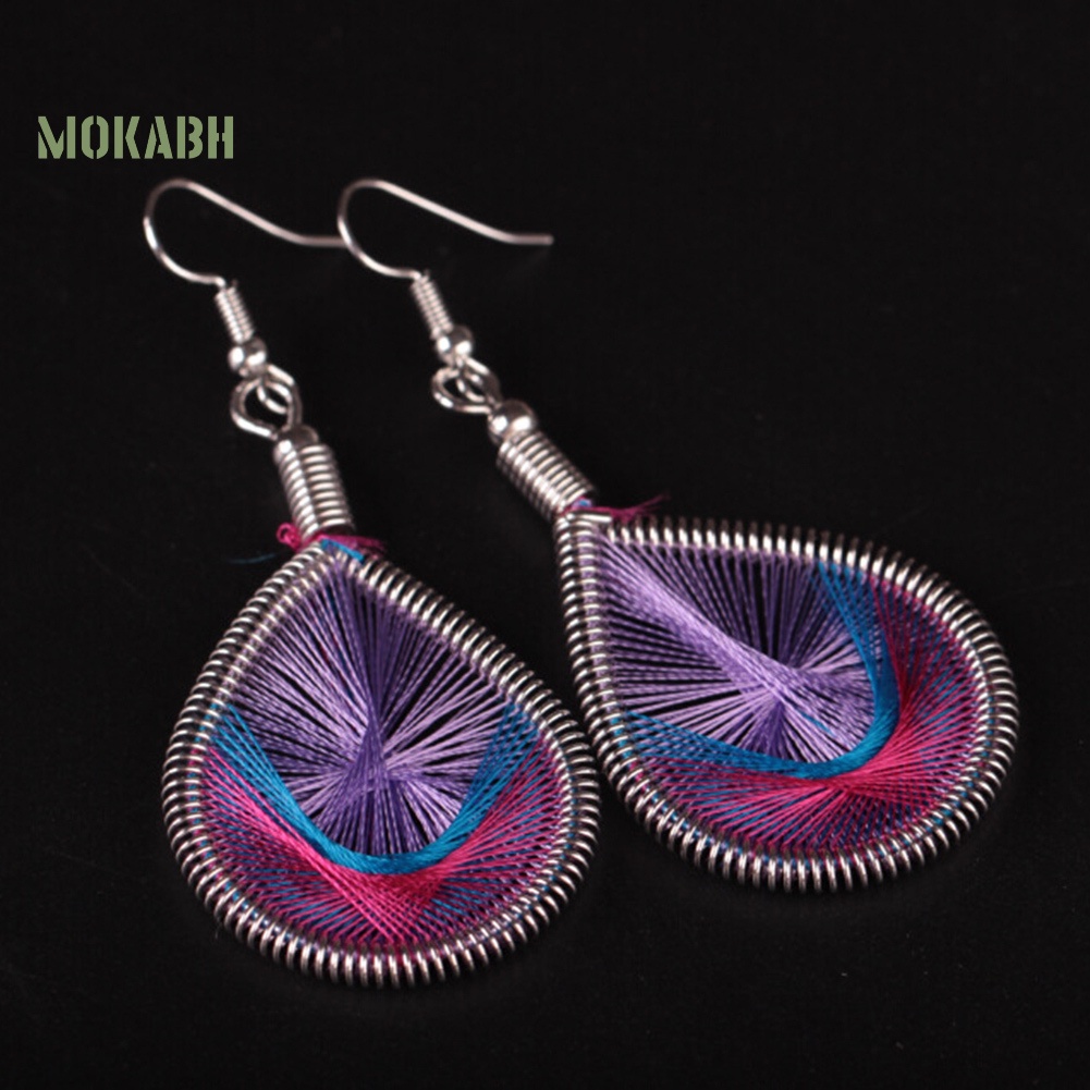 Bông Tai Móc Hình Giọt Nước Bằng Lụa Nhiều Màu Phong Cách Bohemian Thời Trang Cho Nữ