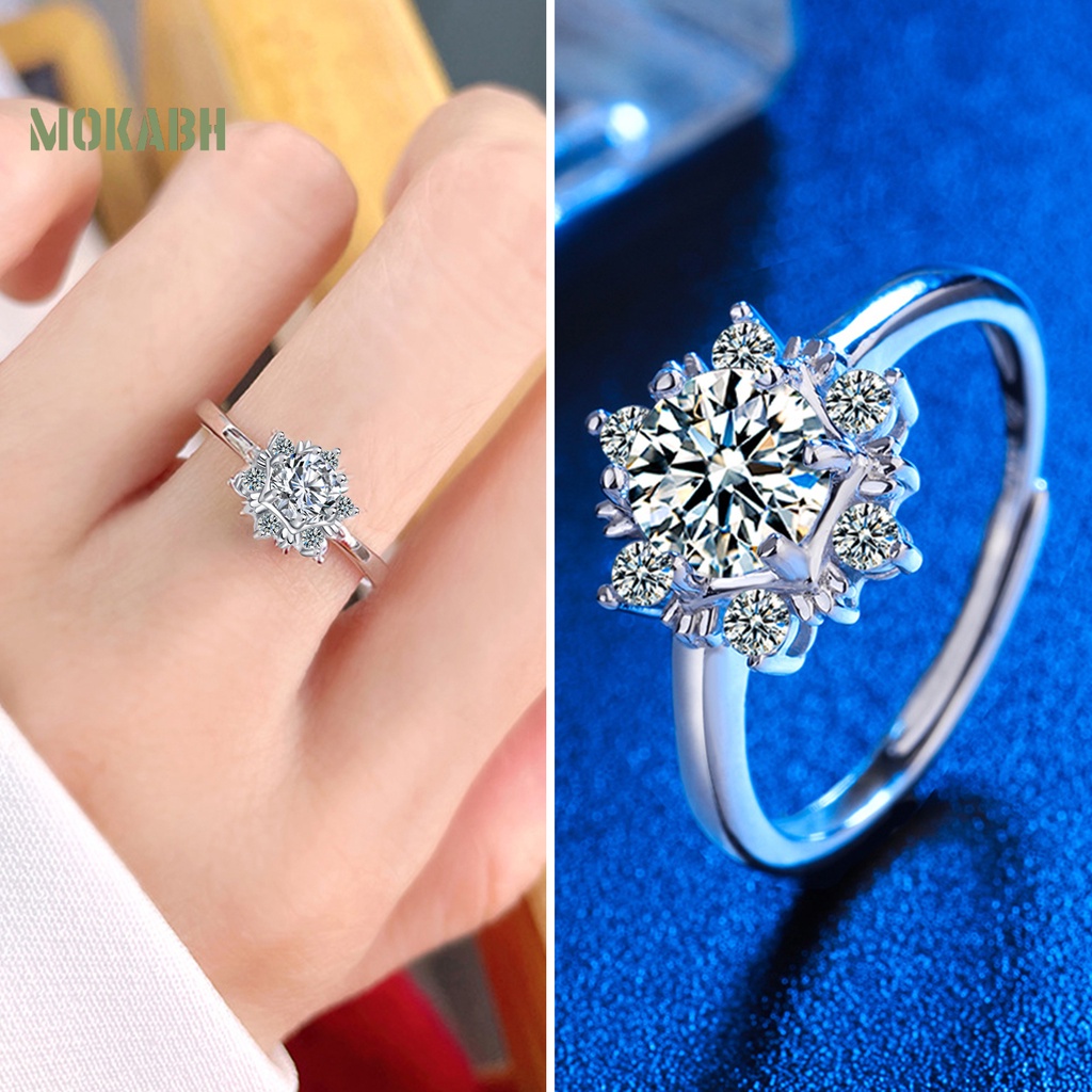 [Mới] Nhẫn Đồng Đính Đá Zircon Hình Bông Tuyết Trang Nhã Dành Cho Nữ