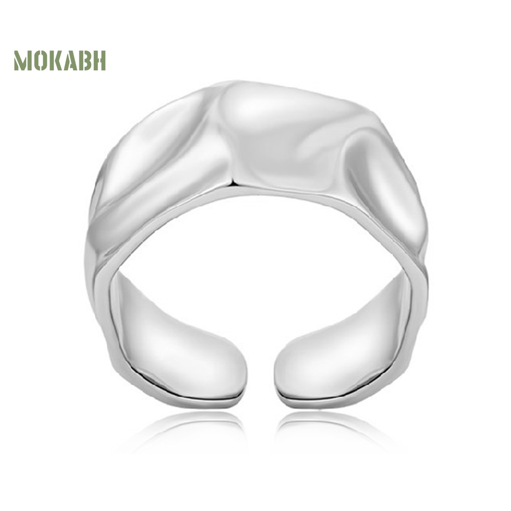 Nhẫn Hở Gợn Sóng Màu Trơn Tùy Chỉnh Thời Trang Cho Nữ