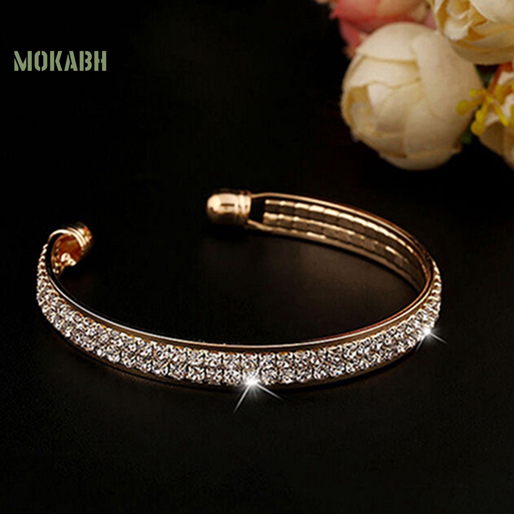 Vòng Đeo Tay Mạ Bạc Đính Đá Lấp Lánh Thời Trang Cho Nữ