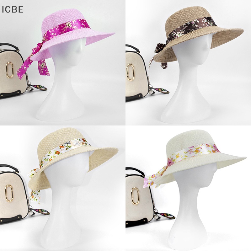 Nón Rộng Vành Chống Tia UV Thiết Kế Hở Chóp Đính Nơ Gấp Gọn Thoáng Khí Thời Trang Đi Biển Cho Nữ