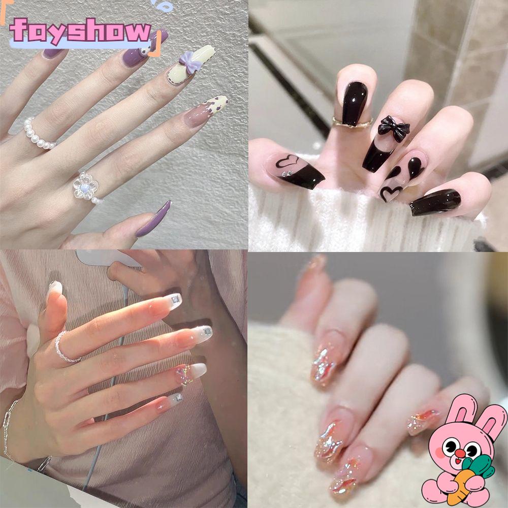 Hộp 24 Móng Tay Giả Múa Ba Lê Che Phủ Toàn Diện Lấp Lánh