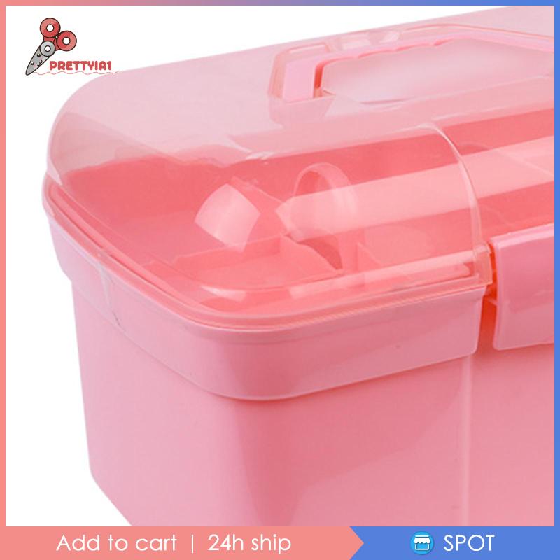 [Prettyia1] Hộp Đựng Dụng Cụ 2 Tầng Có Tay Cầm Di Động Cho Xe Hơi / Phòng Ngủ / Kh