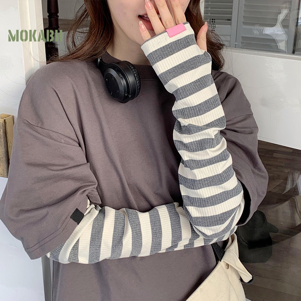 1 Cặp Ống Tay Áo Dài Họa Tiết Sọc Dùng Khi Lái Xe