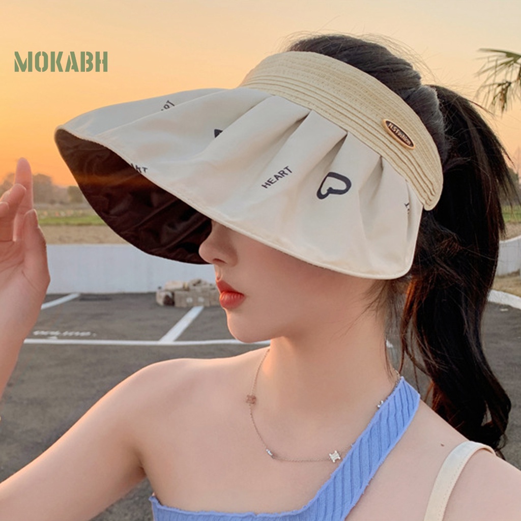 Nón Rộng Vành Hở Chóp Họa Tiết Trái Tim Thời Trang Mùa Hè