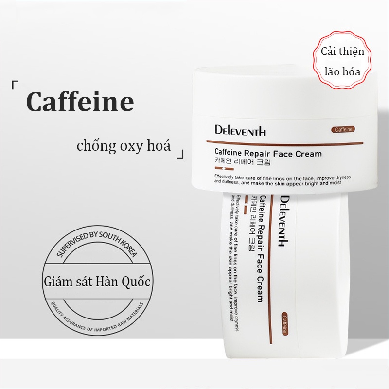 DELEVENTH Caffeine Kem dưỡng trắng da mặt Dưỡng ẩm da Làm sáng da Giảm nếp nhăn