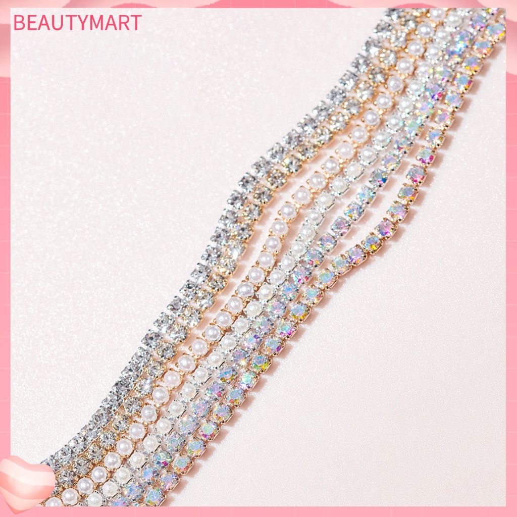 Set 6 Phụ Kiện Chuỗi Ngọc Trai / Kim Loại Trang Trí Móng Tay Nghệ Thuật DIY