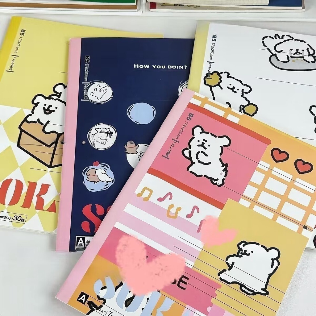 Sổ Tay B5 Bìa Giấy Kraft Dày Dặn In Hình Cún Con Dễ Thương