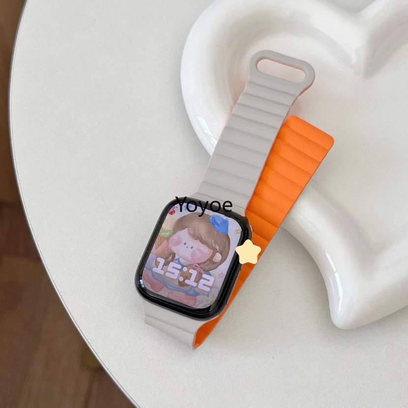 Dây Đeo Đồng Hồ Từ Tính Bằng Silicone 44mm 40mm 41mm 45mm 49mm Cho iWatch Series 8 7 6 SE 5 4 3 42mm 38mm