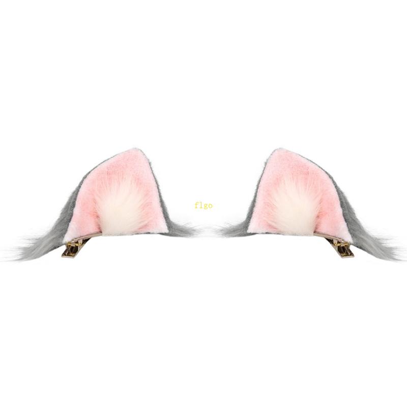 Kẹp Tóc Tai Mèo Phối Lông Phong Cách Lolita