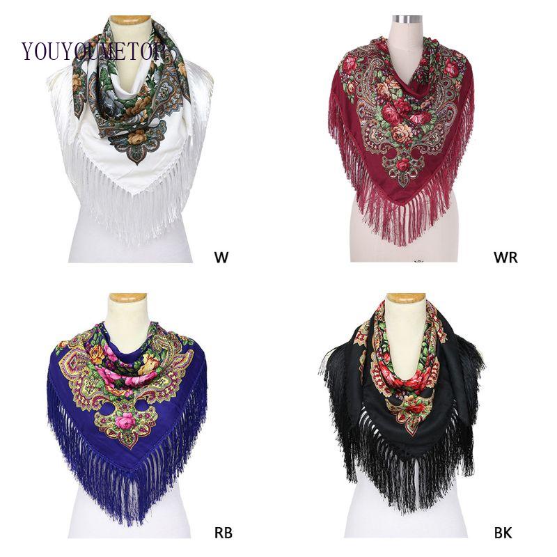 Khăn Choàng Nữ In Hoa Tua Rua Thời Trang