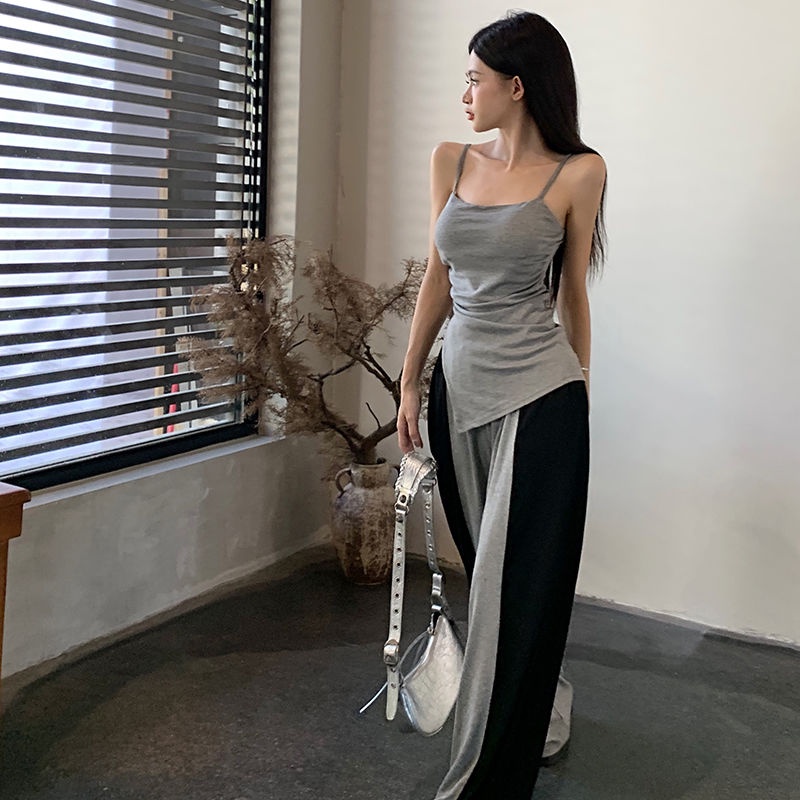 COZOK Set Áo Không Tay + Quần Dài Lưng Cao Thời Trang Retro Cho Nữ